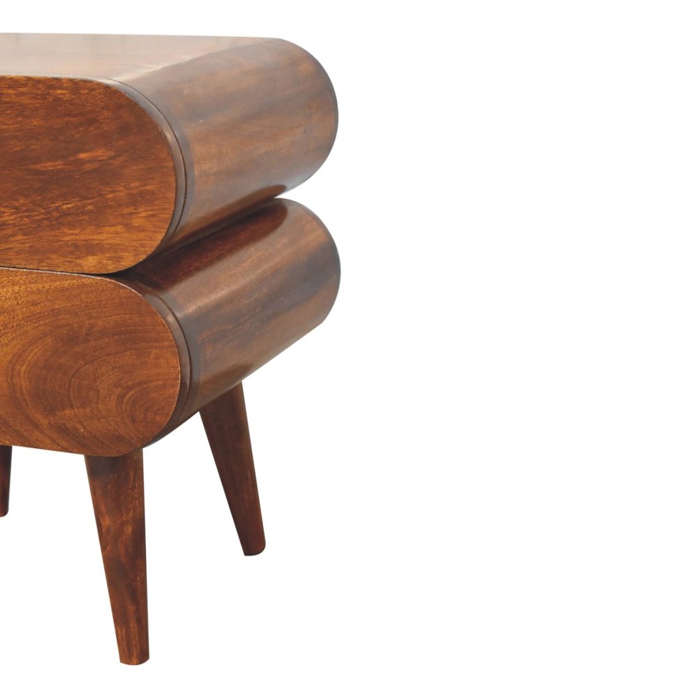 20" Chestnut Solid Wood Two Drawer Nightstand HomeRoots