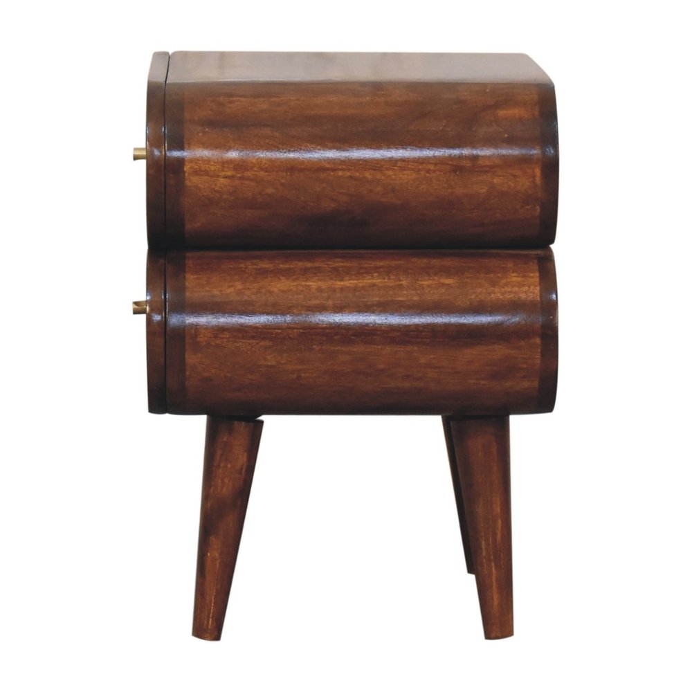 20" Chestnut Solid Wood Two Drawer Nightstand HomeRoots