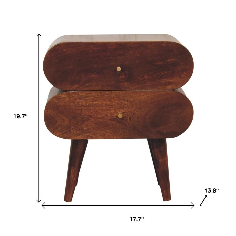 20" Chestnut Solid Wood Two Drawer Nightstand HomeRoots