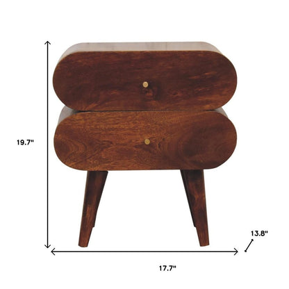 20" Chestnut Solid Wood Two Drawer Nightstand HomeRoots