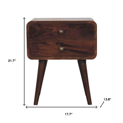 22" Chestnut Solid Wood Two Drawer Nightstand HomeRoots
