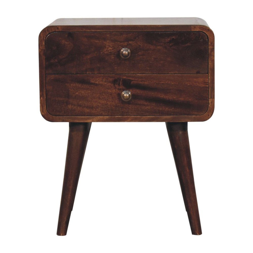 22" Chestnut Solid Wood Two Drawer Nightstand HomeRoots