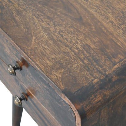 22" Chestnut Solid Wood Two Drawer Nightstand HomeRoots