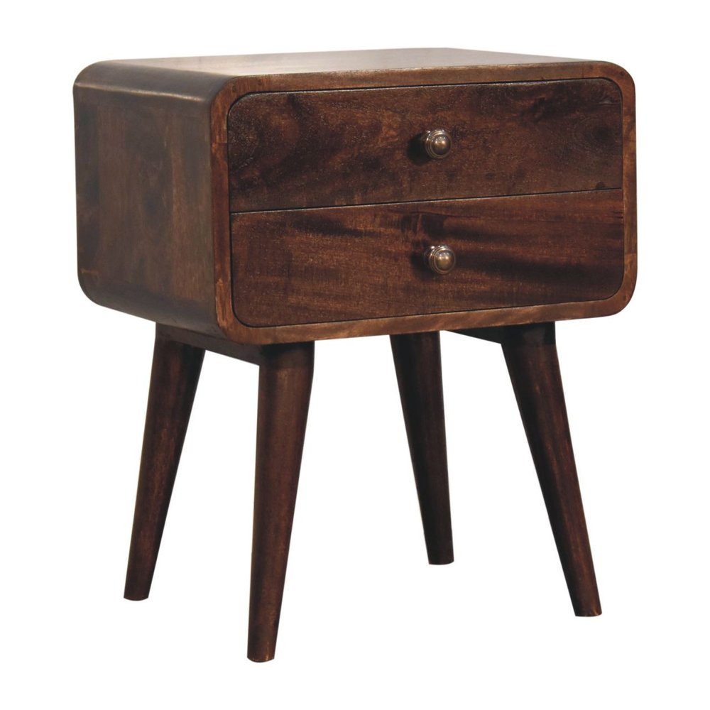 22" Chestnut Solid Wood Two Drawer Nightstand HomeRoots