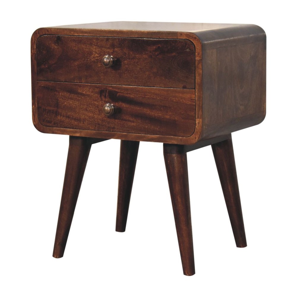 22" Chestnut Solid Wood Two Drawer Nightstand HomeRoots
