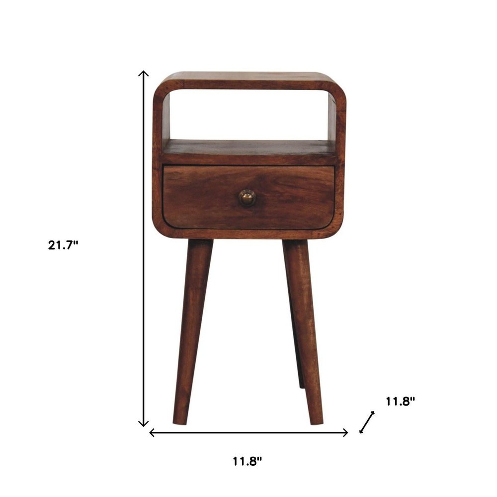 22" Brown Solid Wood Square One Drawer Nightstand HomeRoots