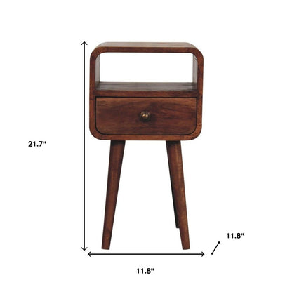 22" Brown Solid Wood Square One Drawer Nightstand HomeRoots