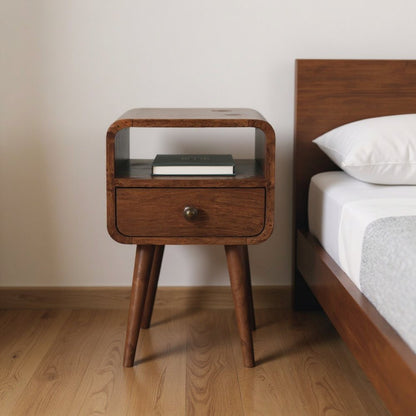 22" Brown Solid Wood Square One Drawer Nightstand HomeRoots