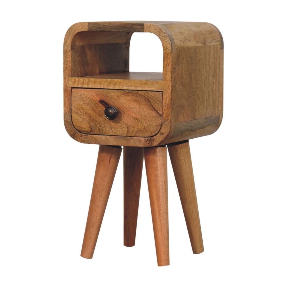 16" Oak Solid Wood Square One Drawer Nightstand HomeRoots