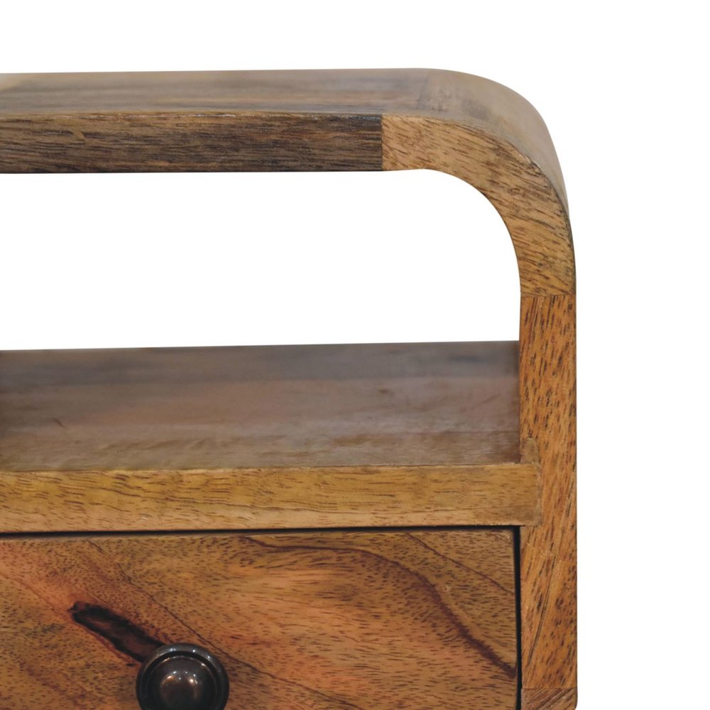 16" Oak Solid Wood Square One Drawer Nightstand HomeRoots