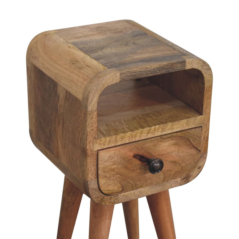 16" Oak Solid Wood Square One Drawer Nightstand HomeRoots