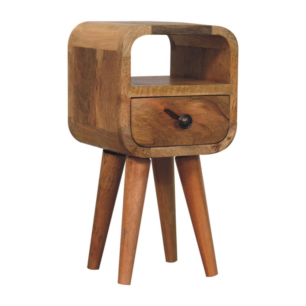 16" Oak Solid Wood Square One Drawer Nightstand HomeRoots
