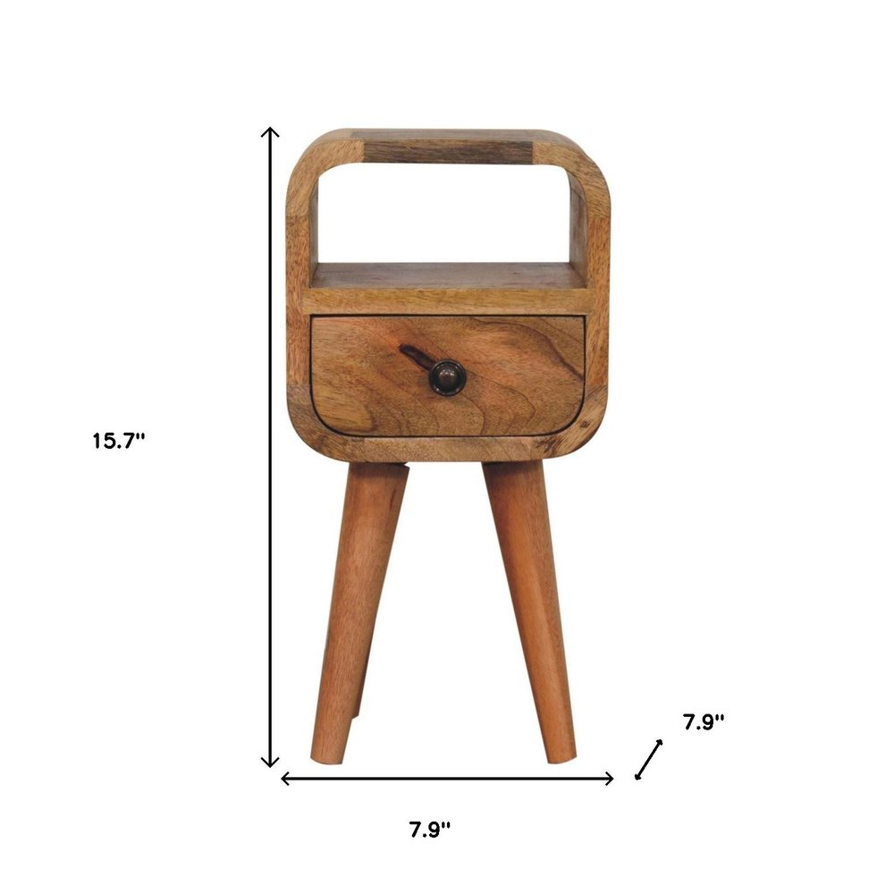 16" Oak Solid Wood Square One Drawer Nightstand HomeRoots