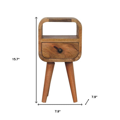 16" Oak Solid Wood Square One Drawer Nightstand HomeRoots