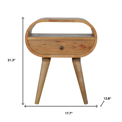 21" Natural Solid Wood Oval One Drawer Nightstand HomeRoots
