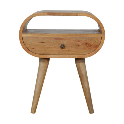 21" Natural Solid Wood Oval One Drawer Nightstand HomeRoots