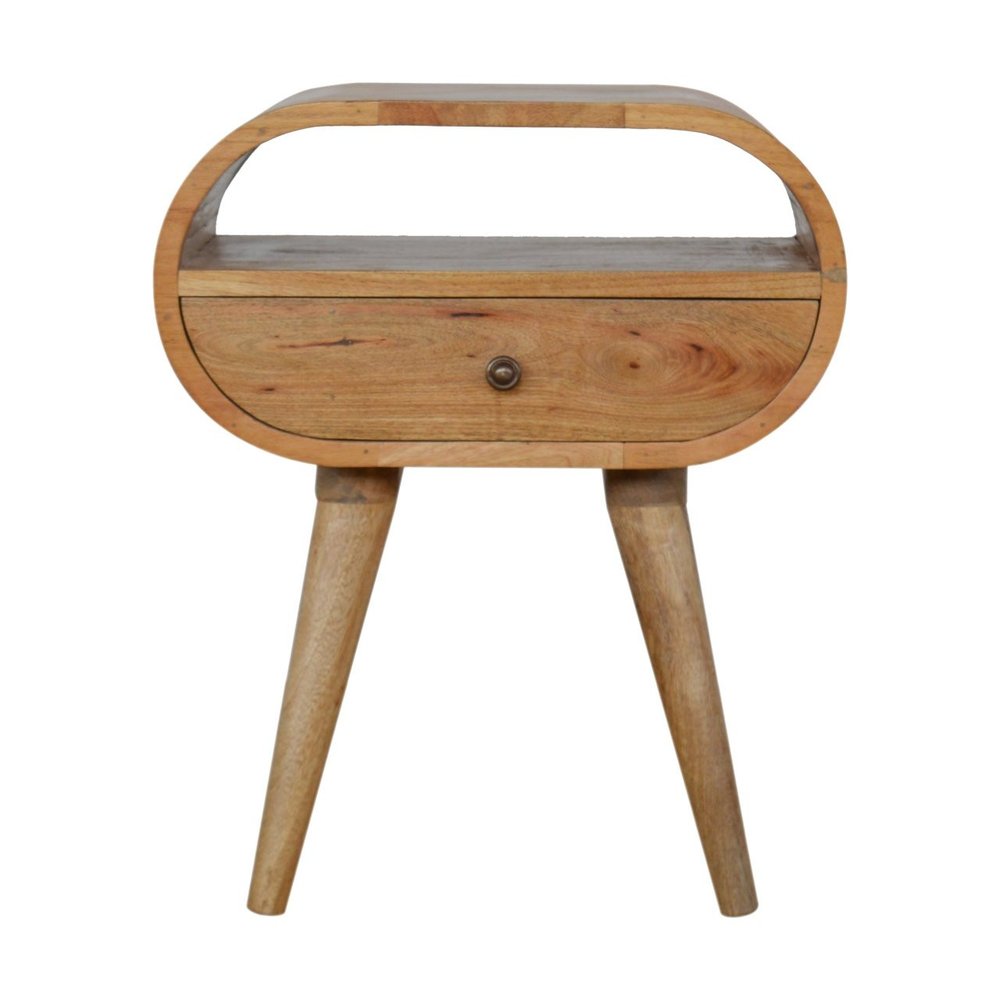 21" Natural Solid Wood Oval One Drawer Nightstand HomeRoots
