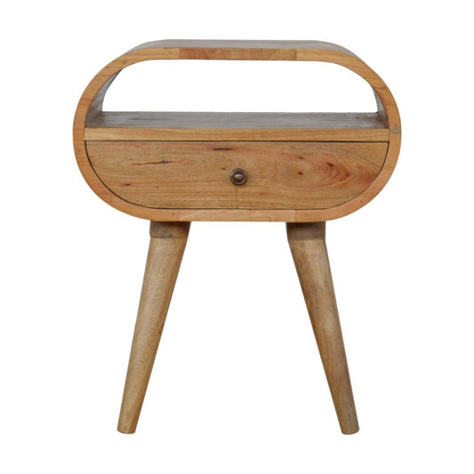 21" Natural Solid Wood Oval One Drawer Nightstand HomeRoots