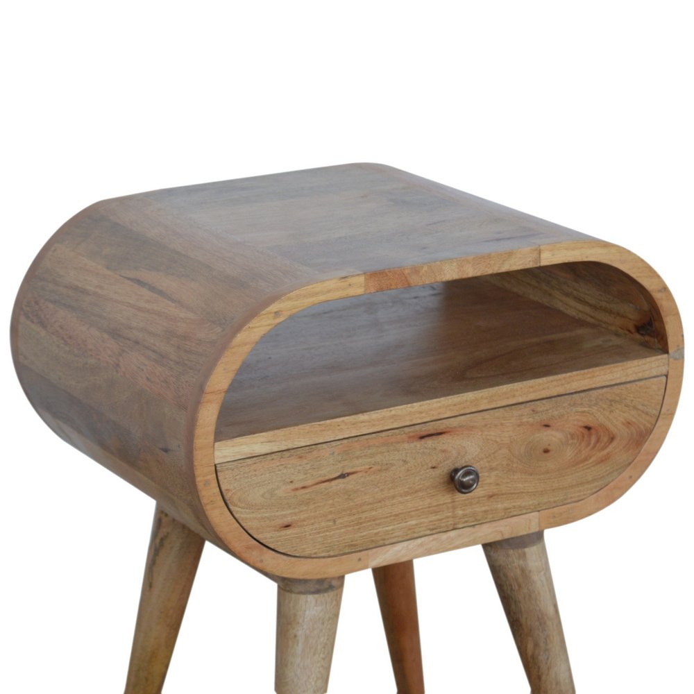 21" Natural Solid Wood Oval One Drawer Nightstand HomeRoots