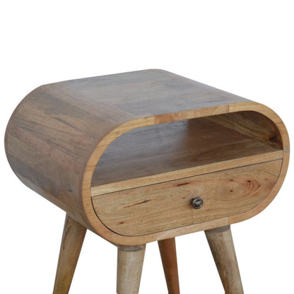 21" Natural Solid Wood Oval One Drawer Nightstand HomeRoots