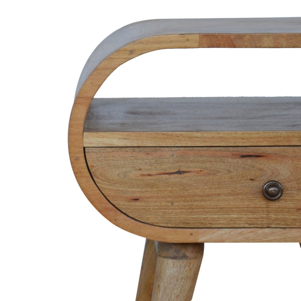 21" Natural Solid Wood Oval One Drawer Nightstand HomeRoots