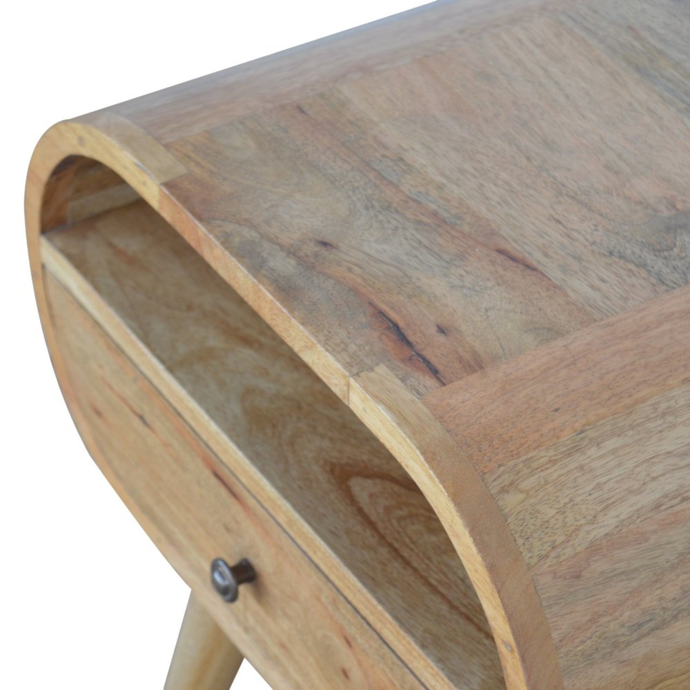 21" Natural Solid Wood Oval One Drawer Nightstand HomeRoots