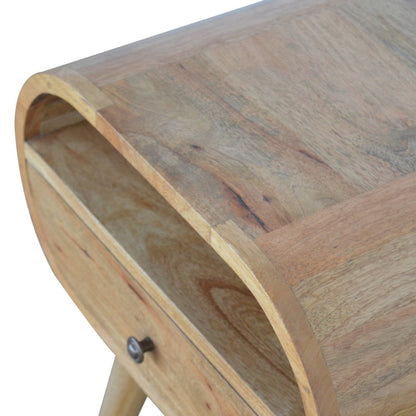 21" Natural Solid Wood Oval One Drawer Nightstand HomeRoots