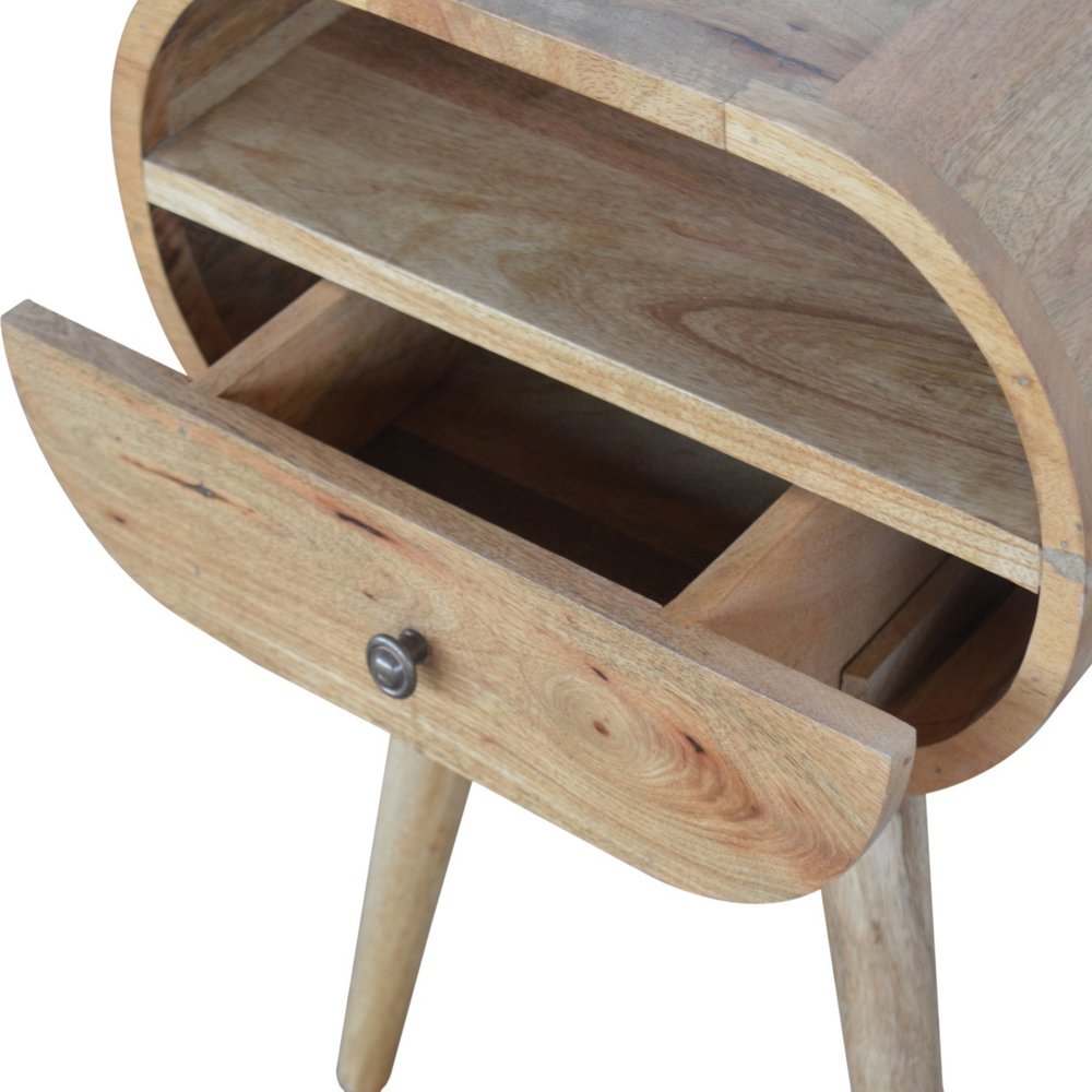 21" Natural Solid Wood Oval One Drawer Nightstand HomeRoots