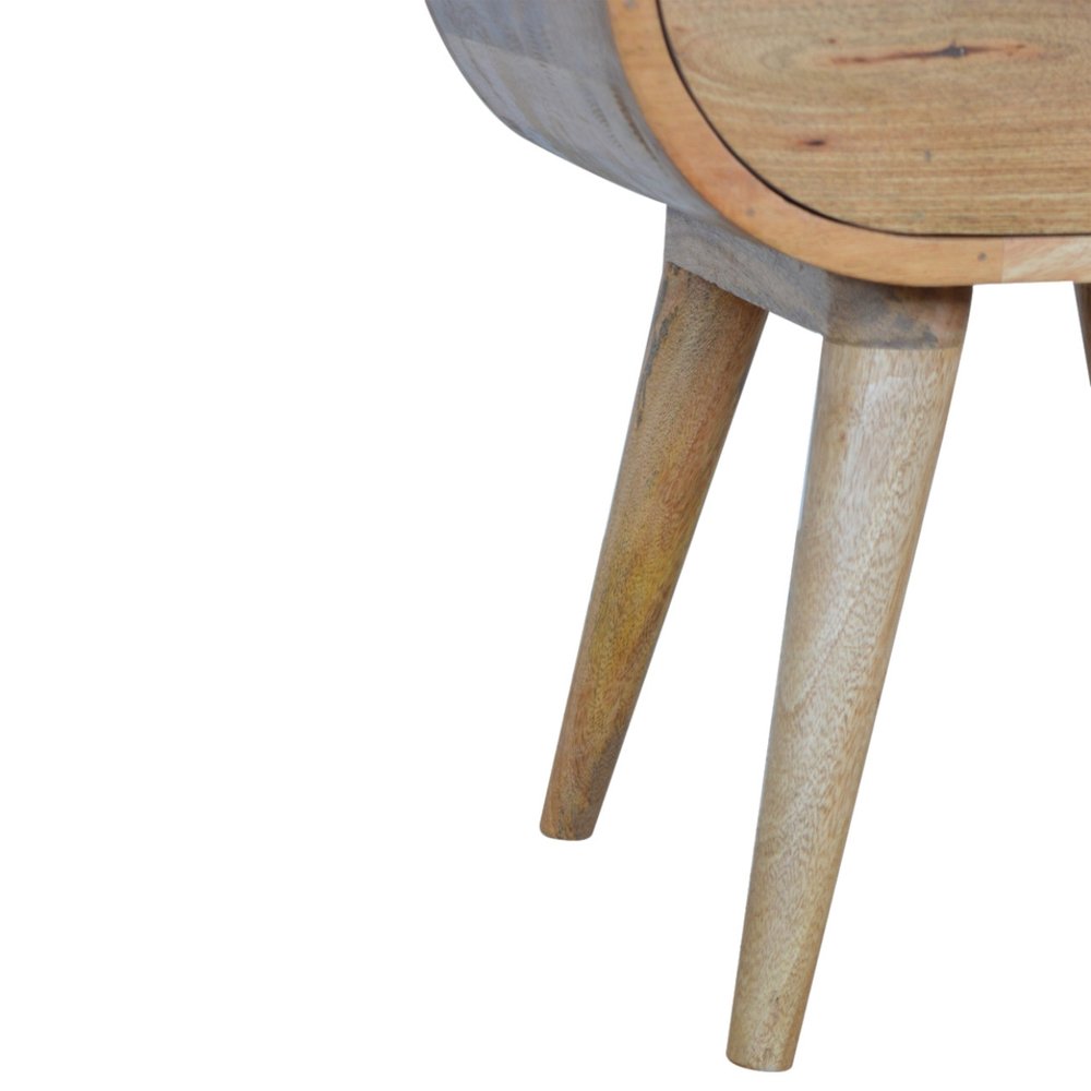21" Natural Solid Wood Oval One Drawer Nightstand HomeRoots