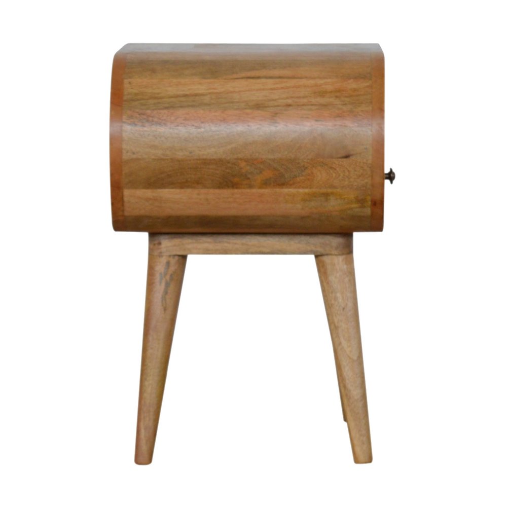21" Natural Solid Wood Oval One Drawer Nightstand HomeRoots