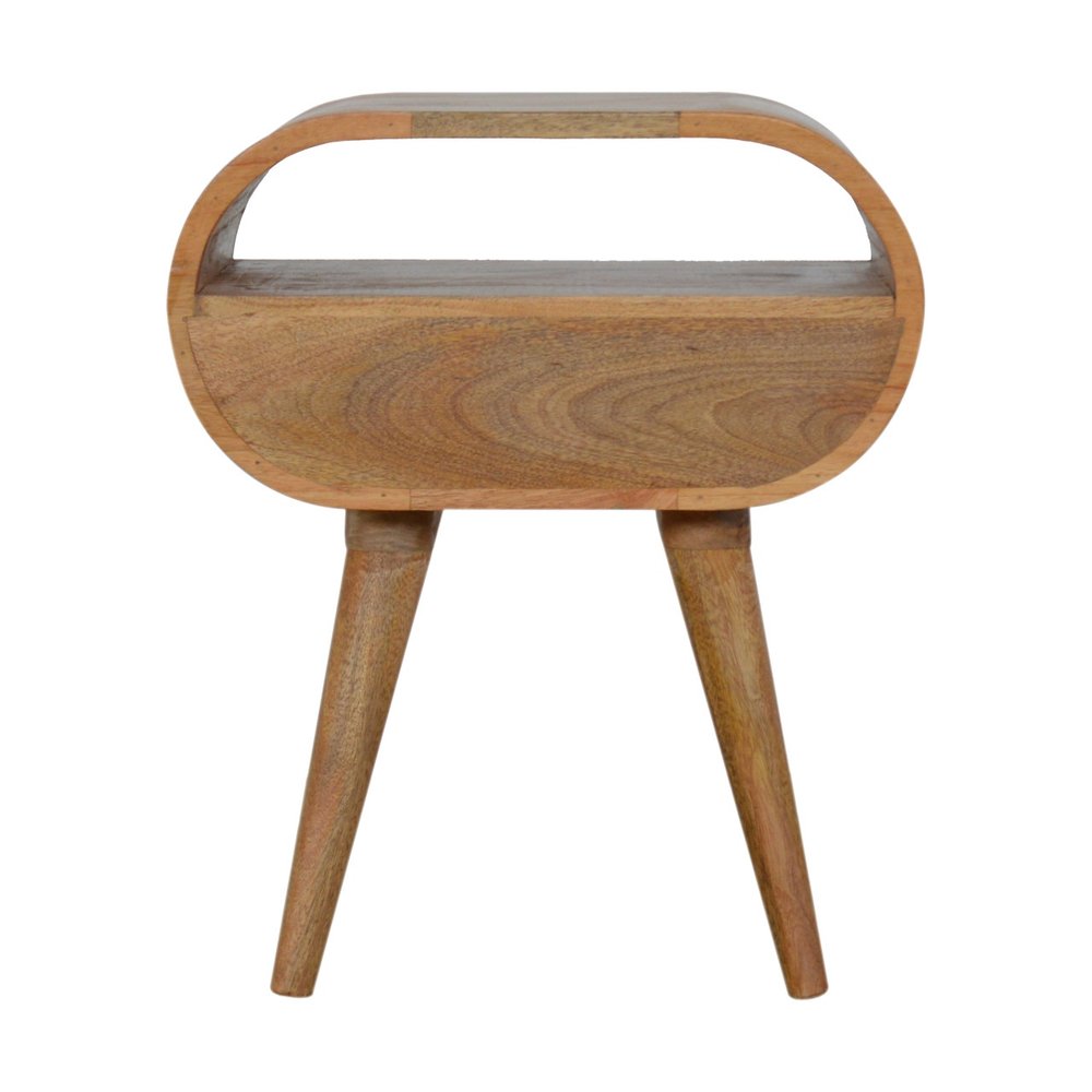 21" Natural Solid Wood Oval One Drawer Nightstand HomeRoots