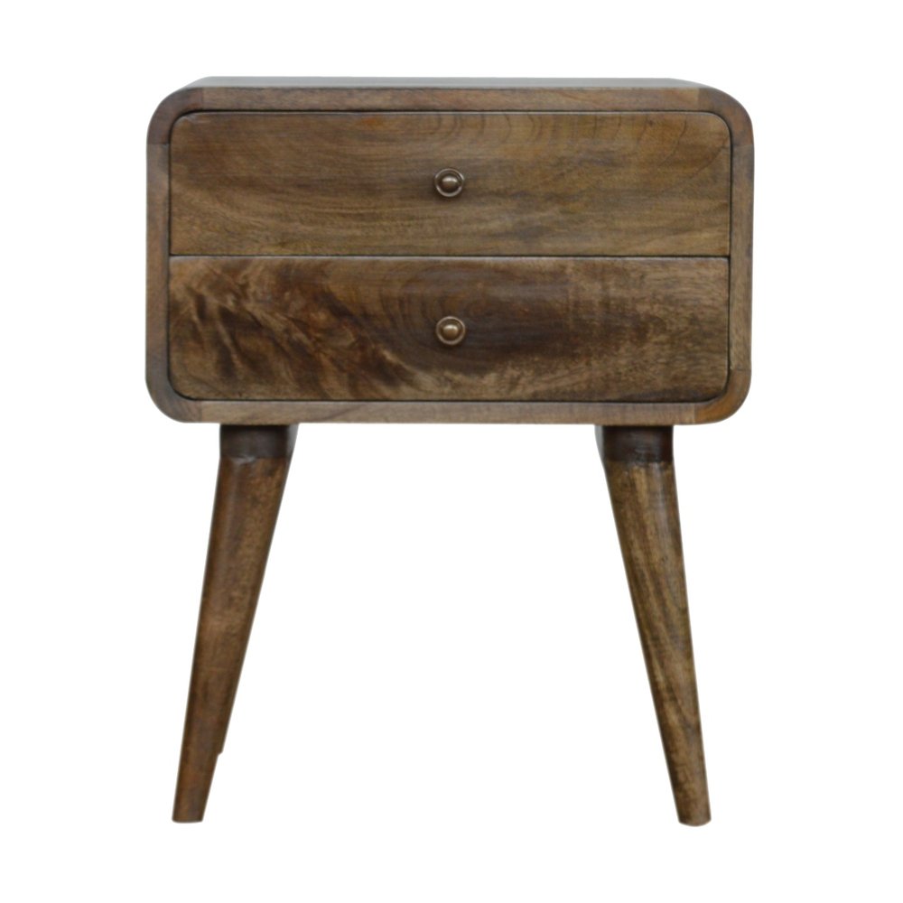 22" Natural Solid Wood Distressed Two Drawer Nightstand HomeRoots