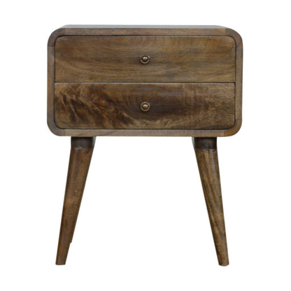 22" Natural Solid Wood Distressed Two Drawer Nightstand HomeRoots