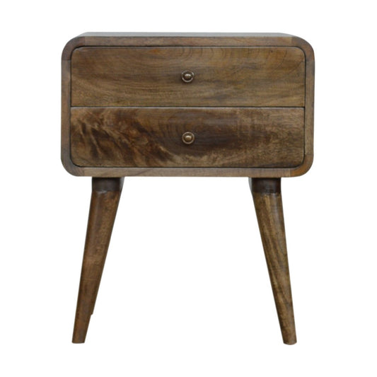 22" Natural Solid Wood Distressed Two Drawer Nightstand HomeRoots
