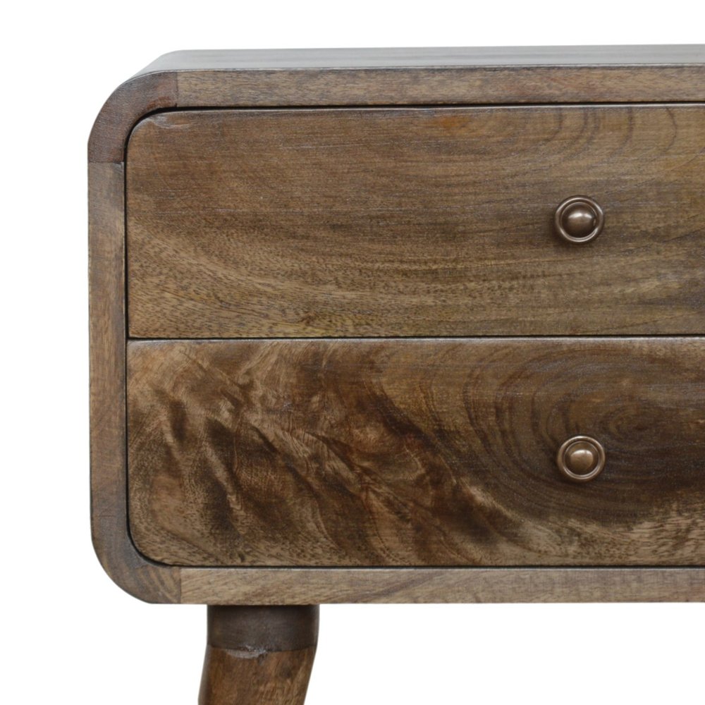22" Natural Solid Wood Distressed Two Drawer Nightstand HomeRoots