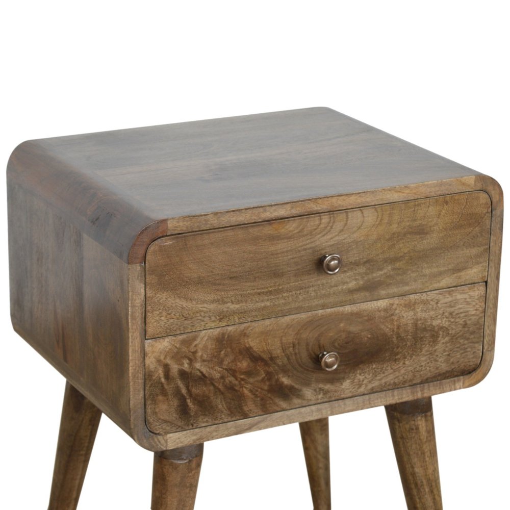 22" Natural Solid Wood Distressed Two Drawer Nightstand HomeRoots