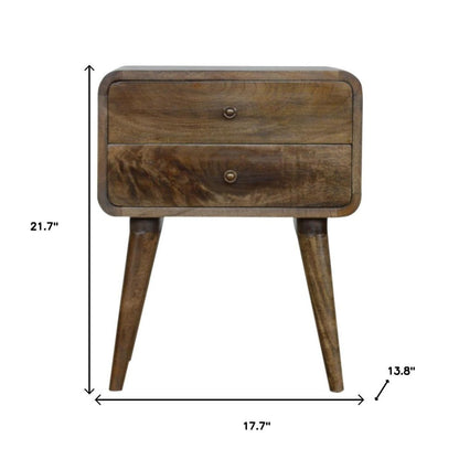 22" Natural Solid Wood Distressed Two Drawer Nightstand HomeRoots