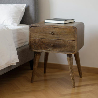 22" Natural Solid Wood Distressed Two Drawer Nightstand HomeRoots