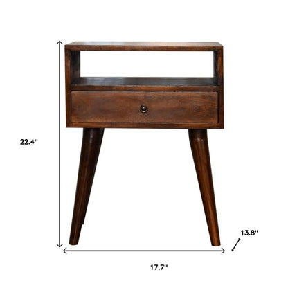 22" Chestnut Solid Wood One Drawer Nightstand HomeRoots