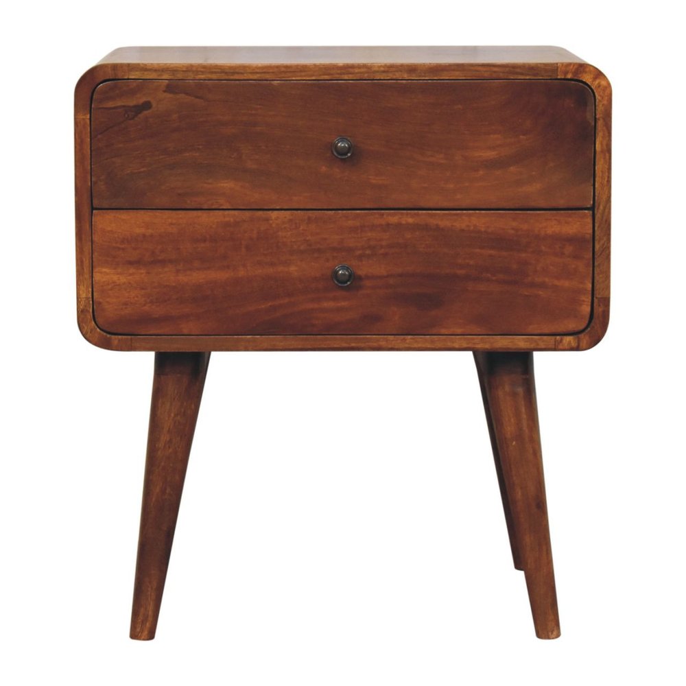 24" Chestnut Solid Wood Two Drawer Nightstand HomeRoots