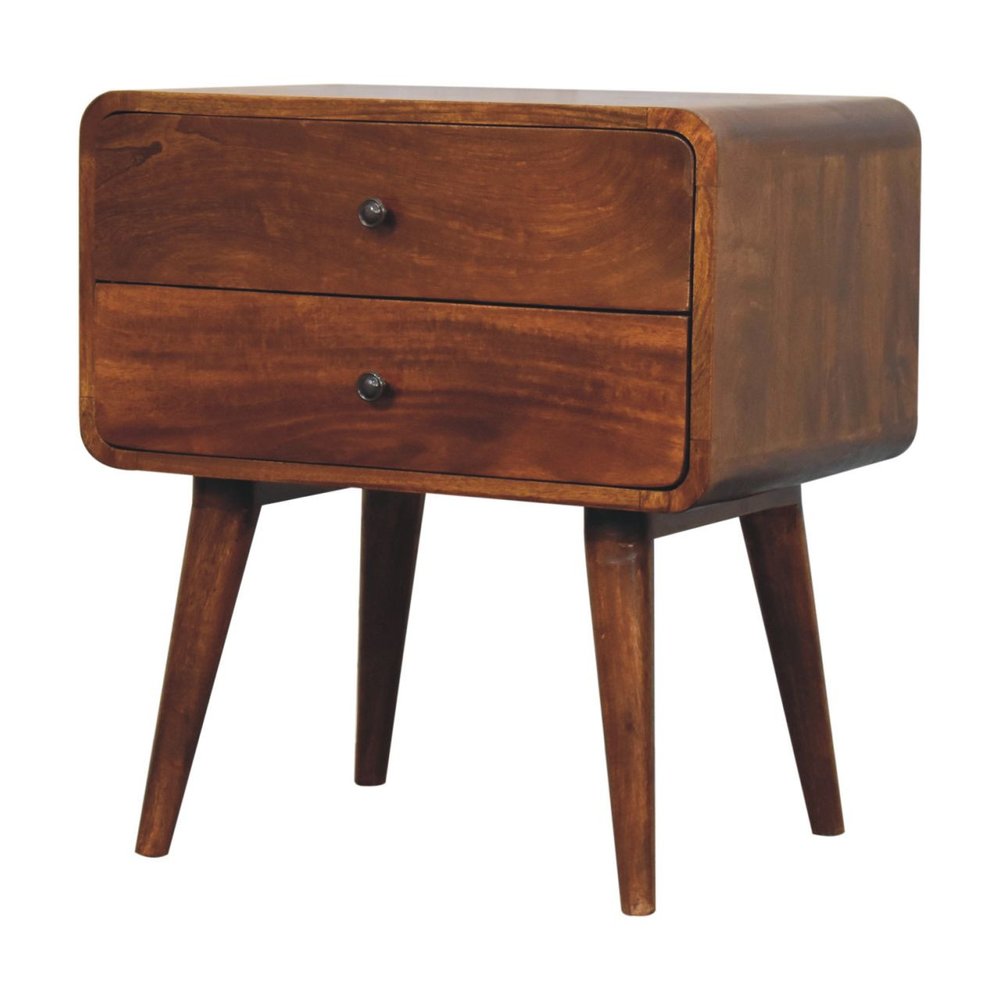 24" Chestnut Solid Wood Two Drawer Nightstand HomeRoots