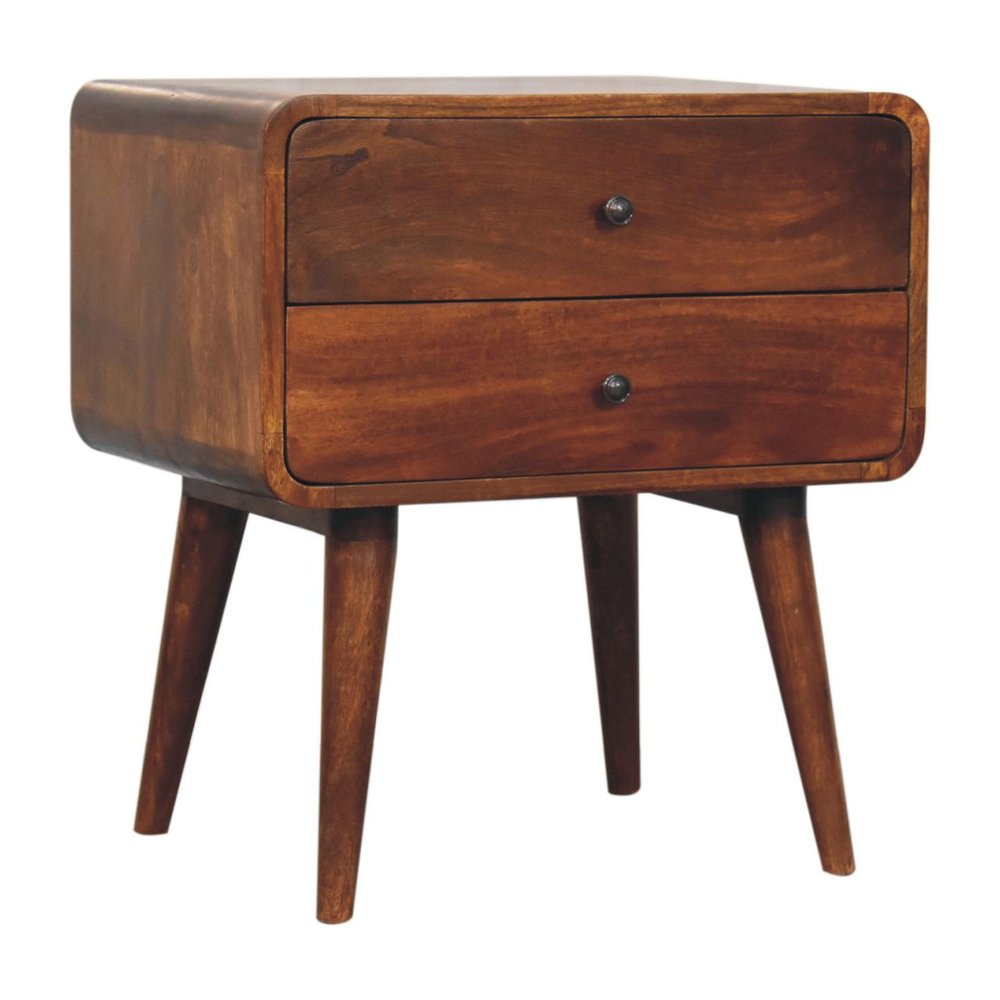 24" Chestnut Solid Wood Two Drawer Nightstand HomeRoots