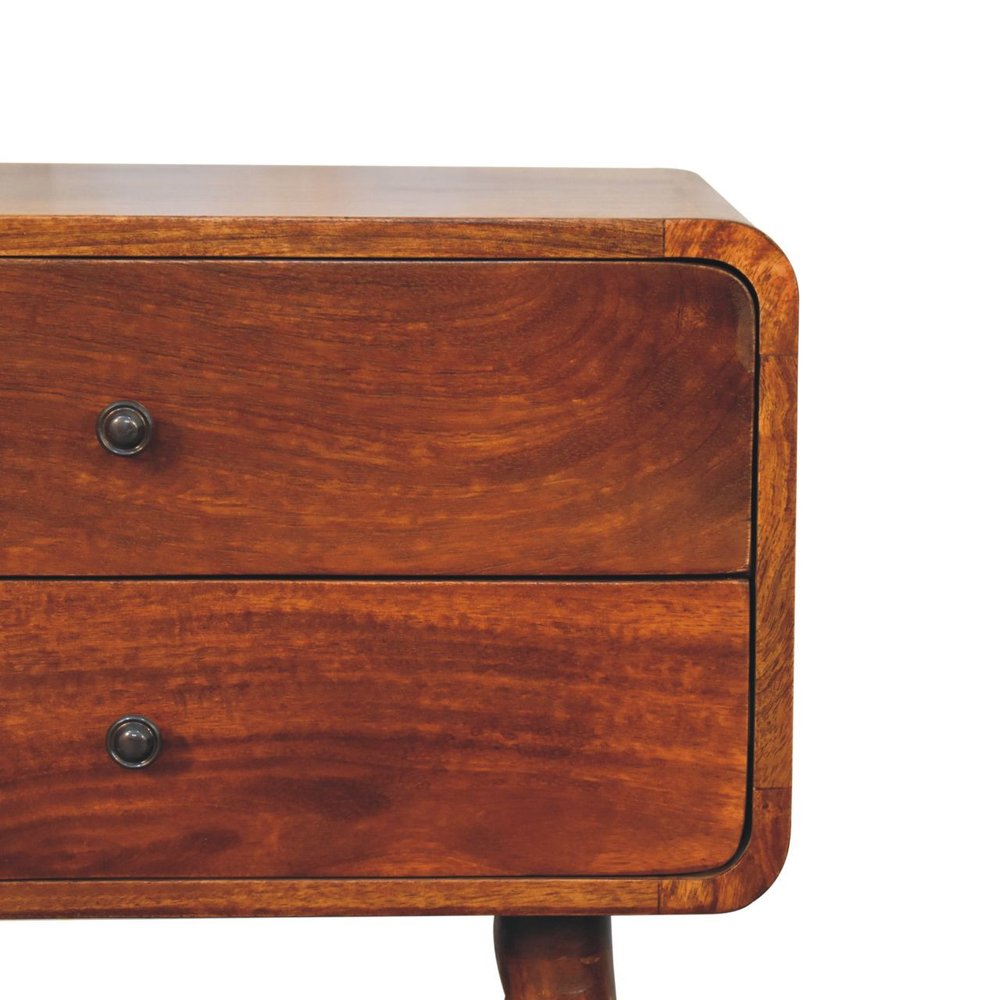 24" Chestnut Solid Wood Two Drawer Nightstand HomeRoots