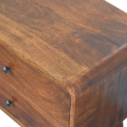 24" Chestnut Solid Wood Two Drawer Nightstand HomeRoots
