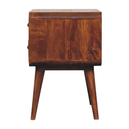24" Chestnut Solid Wood Two Drawer Nightstand HomeRoots