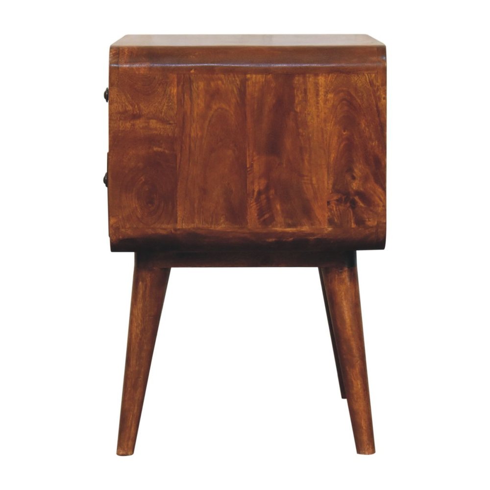 24" Chestnut Solid Wood Two Drawer Nightstand HomeRoots