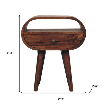 21" Brown Solid Wood Oval One Drawer Nightstand HomeRoots