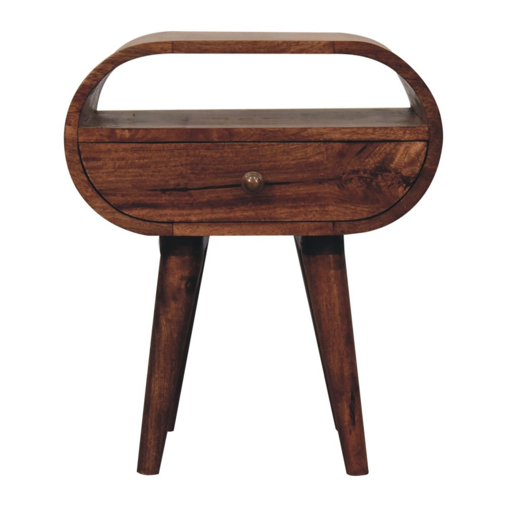 21" Brown Solid Wood Oval One Drawer Nightstand HomeRoots