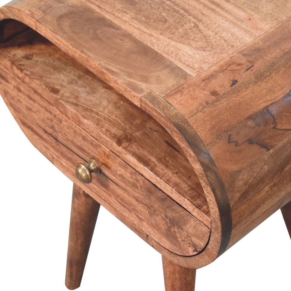21" Brown Solid Wood Oval One Drawer Nightstand HomeRoots