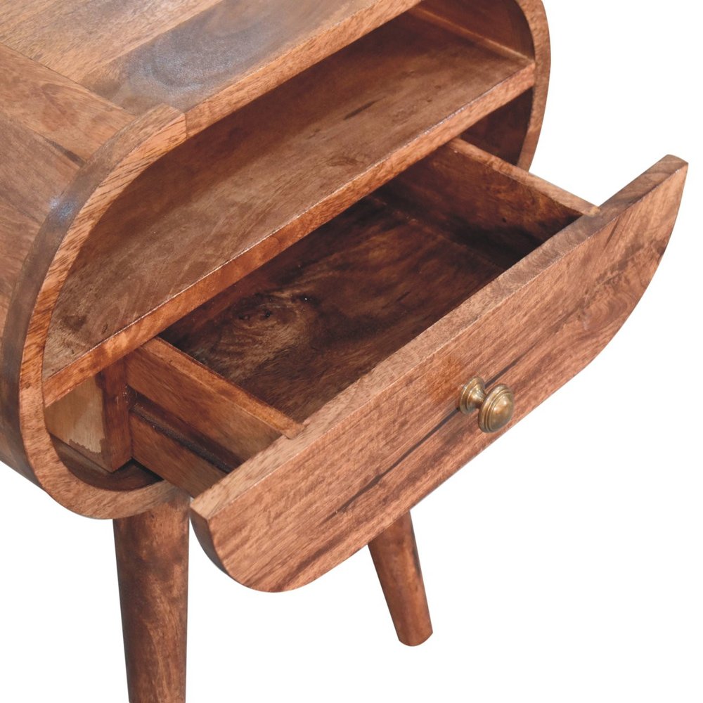 21" Brown Solid Wood Oval One Drawer Nightstand HomeRoots